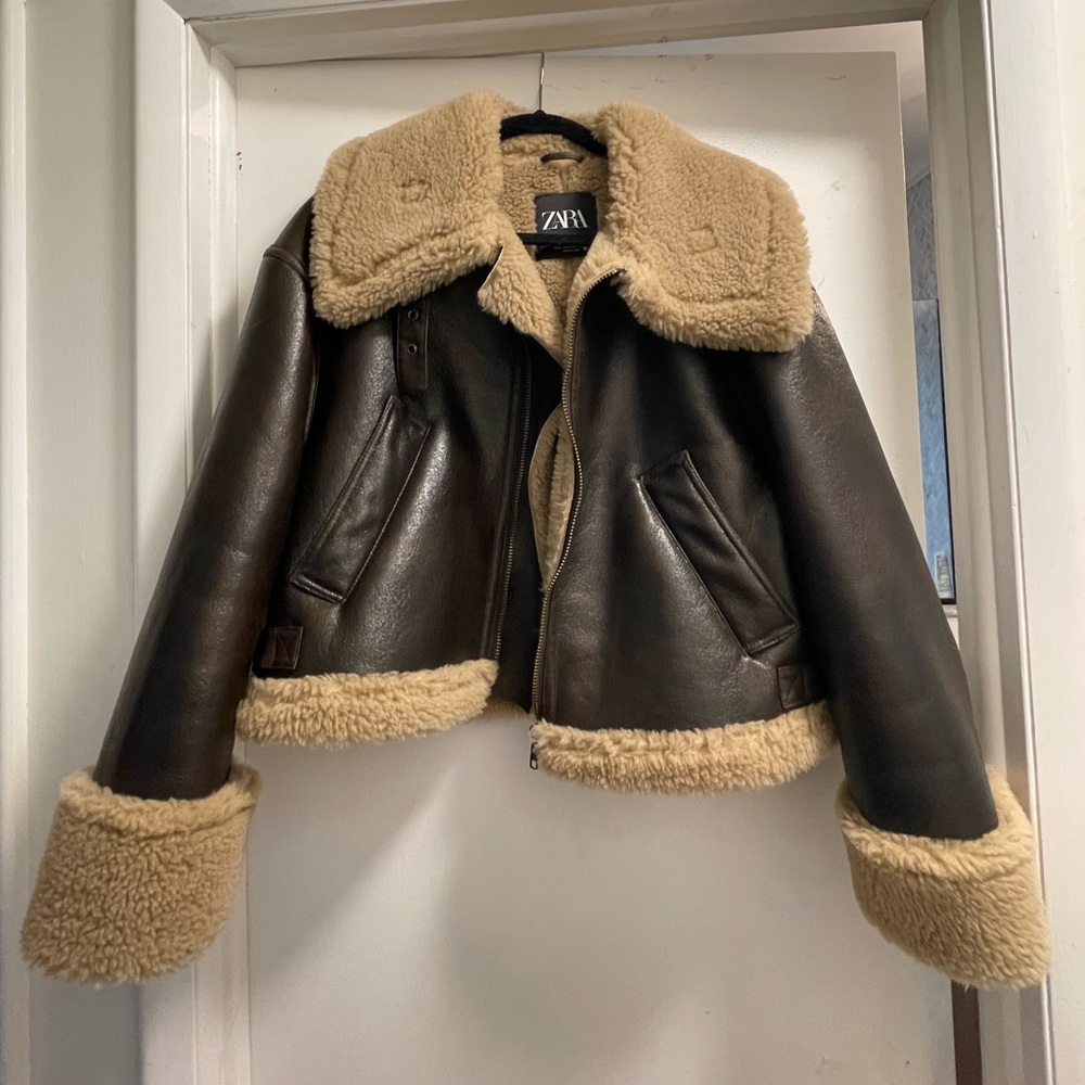 ZARA LIKE-NEW DOUBLE SIDED SHORT JACKET BROWN 0/2969/044/700/03 SIZE MEDIUM